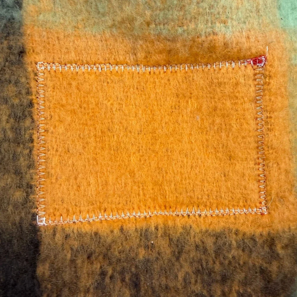 Acne Studios Unisex Scarf Oversized Check Plaid Mohair Wool Fringe Made in Italy
